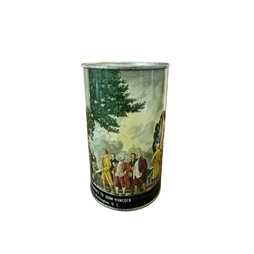 Vintage Tin Bank American Can Co Thomas Jefferson & Declaration of Independence